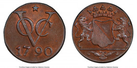 Dutch Colony. United East India Company Duit 1790 MS64 Brown PCGS, Utrecht mint, KM111.1. Produced by a needle-sharp strike, with high-gloss surfaces ...