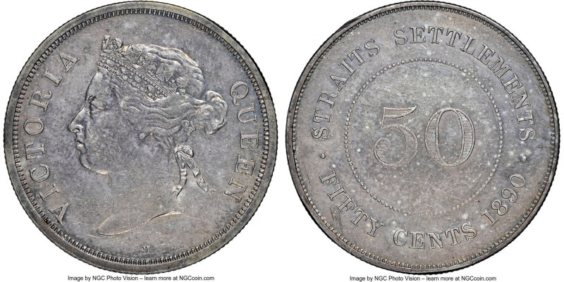 British Colony. Victoria 50 Cents 1890-H AU Details (Reverse Spot Removed) NGC, ...