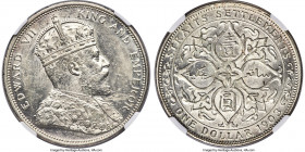 British Colony. Edward VII Dollar 1903-B MS61 NGC, Bombay mint, KM25, Prid-1. Incuse mintmark variety. Generally difficult to locate in Mint State des...