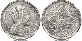 British Colony. Edward VII Dollar 1904-B MS61 NGC, Bombay mint, KM25, Prid-4. A delightful treat for the refined pallet, laden with metallic, argent s...