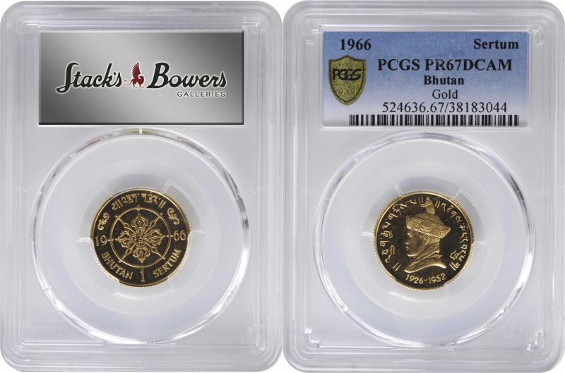 BHUTAN. 40th Anniversary Gold Proof Set (3 Pieces), 1966. All PCGS Certified.
...