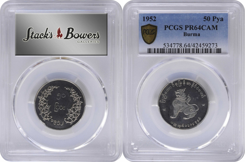 BURMA. 50 Pyas, 1952. London Mint. PCGS PROOF-64 Cameo.

KM-36. Mintage: 100. ...