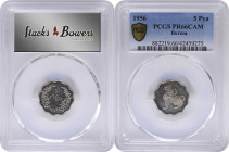 BURMA. 5 Pyas, 1956. London Mint. PCGS PROOF-66 Cameo.

KM-33. Scallop shaped. Fully resplendent and radiant, this Gem proof dazzles with a subtle t...