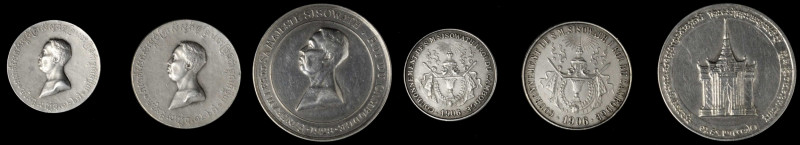 CAMBODIA. Trio of King Sisowath I Silver Medals (3 Pieces), 1906 & 1928. Average...