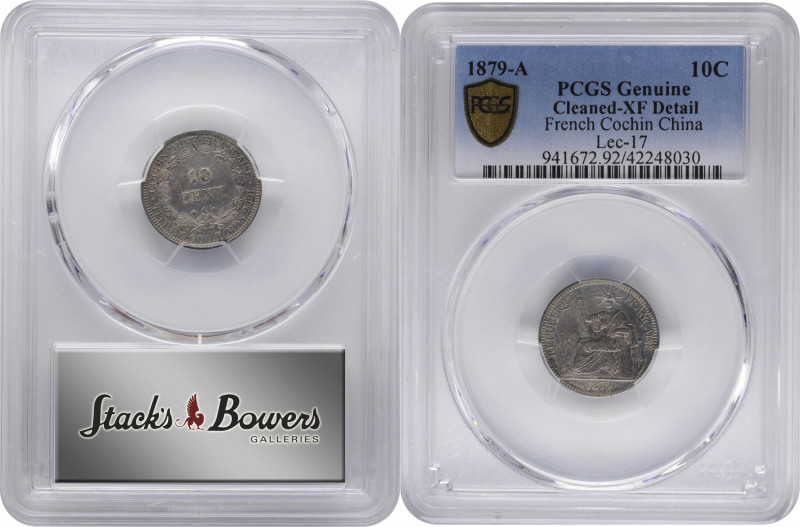 FRENCH COCHIN CHINA. Duo of Minors (2 Pieces), 1879-A & 1884-A. Paris Mint. PCGS...