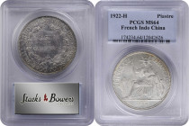 FRENCH INDO-CHINA. Piastre, 1922-H. Heaton Mint. PCGS MS-64.

KM-5a.3; Lec-299; WS-1351-17. Highly argent and radiant, this sparkling near-Gem prese...