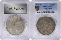 GREAT BRITAIN. Trade Dollar, 1897-B. Bombay Mint. PCGS AU-58.

KM-T5; Mars-BTD1; Prid-4. Regal and beautiful, this Trade Dollar shows essentially no...