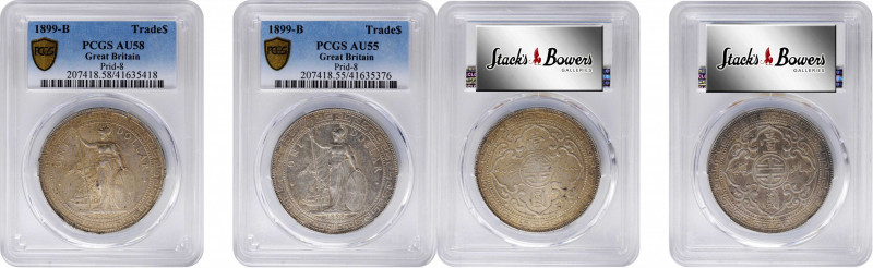 GREAT BRITAIN. Duo of Trade Dollars (2 Pieces), 1899-B. Bombay Mint. Both PCGS C...