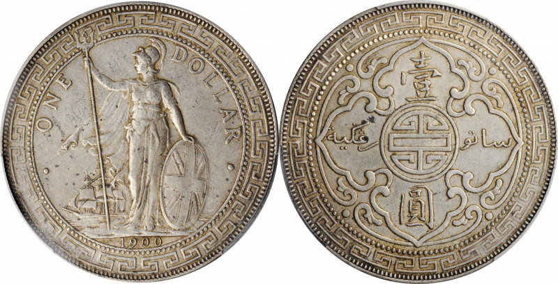 GREAT BRITAIN. Trade Dollar, 1900/000-B. Bombay Mint. PCGS AU-55.

KM-T5; Mars...