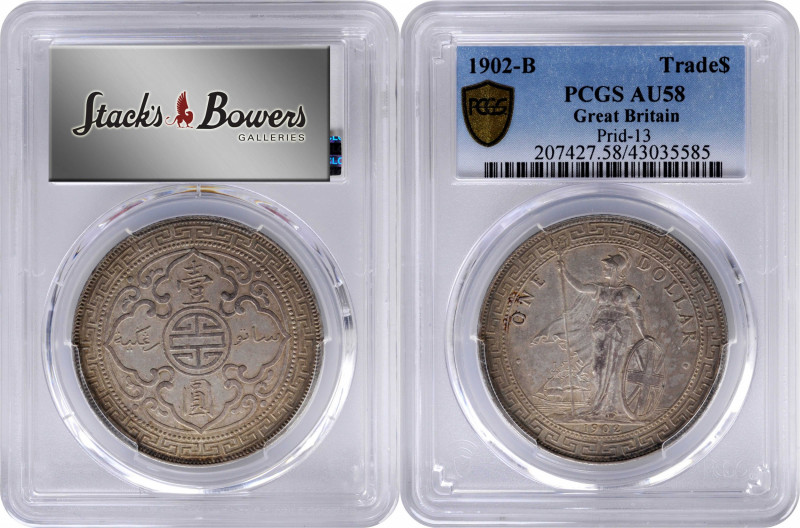 GREAT BRITAIN. Trade Dollar, 1902-B. Bombay Mint. PCGS AU-58.

KM-T5; Mars-BTD...