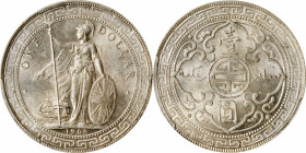 GREAT BRITAIN. Trade Dollar, 1908-B. Bombay Mint. PCGS MS-64.

KM-T5; Mars-BTD1; Prid-18. This highly engaging near-Gem tantalizes the eye through i...