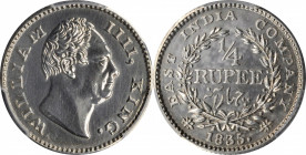 INDIA. 1/4 Rupee Restrike, "1835."-(C). Calcutta Mint. William IV. PCGS PROOF-63.

KM-448.6; S&W-1.70. Exceptionally mirrored and brilliant, this da...