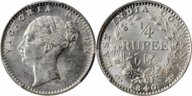 INDIA. 1/4 Rupee, 1840.-(C). Calcutta Mint. Victoria. PCGS MS-63.

KM-453.4; S&W-2.43; Prid-103. Blast white and fully brilliant, this enticingly ch...