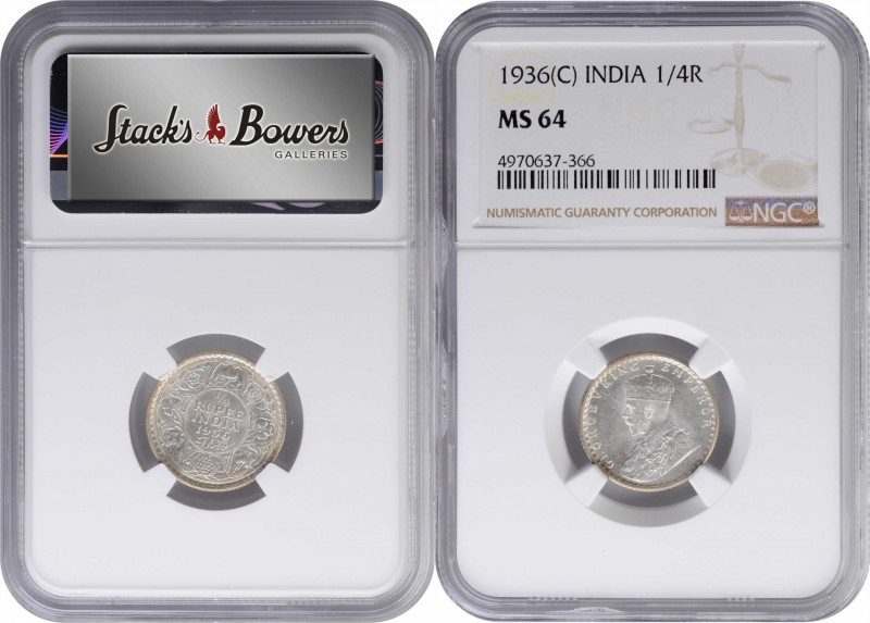 INDIA. 1/4 Rupee, 1936-(C). Calcutta Mint. George V. NGC MS-64.

KM-518; S&W-8...