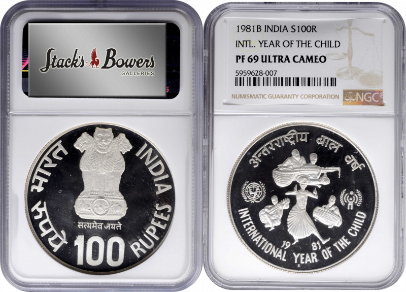 INDIA. 100 Rupees, 1981-B. Bombay Mint. NGC PROOF-69 Ultra Cameo.

KM-277. Int...