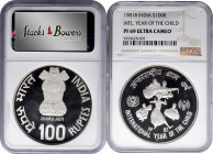 INDIA. 100 Rupees, 1981-B. Bombay Mint. NGC PROOF-69 Ultra Cameo.

KM-277. International Year of the Child issue. Mintage: 25,000. This nearly flawl...