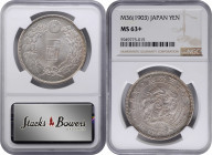 JAPAN. Yen, Year 36 (1903). Osaka Mint. Mutsuhito (Meiji). NGC MS-63+.

KM-Y-A25.3; JNDA-01-10A; JC-09-10-2. Highly engaging and offering robust eye...