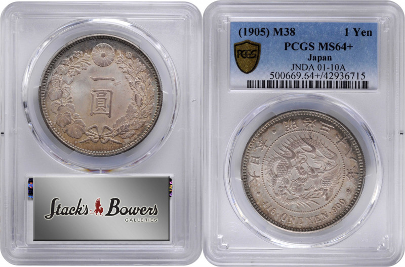 JAPAN. Yen, Year 38 (1905). Osaka Mint. Mutsuhito (Meiji). PCGS MS-64+.

KM-Y-...