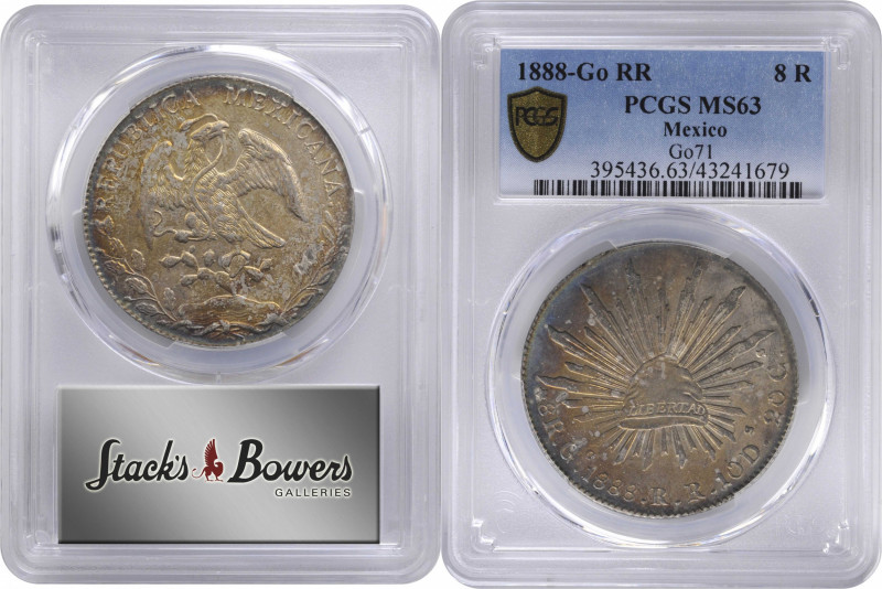 MEXICO. 8 Reales, 1888-Go RR. Guanajuato Mint. PCGS MS-63.

KM-377.8; DP-Go71....