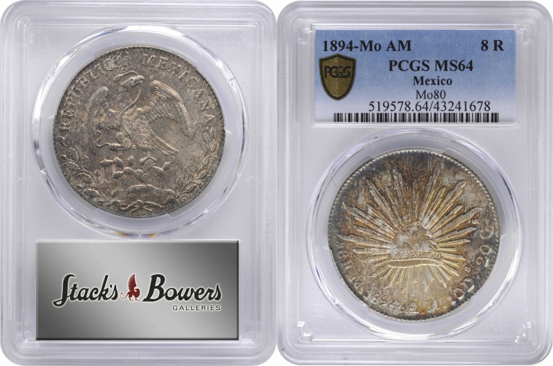 MEXICO. 8 Reales, 1894-Mo AM. Mexico City Mint. PCGS MS-64.

KM-377.10; DP-Mo8...