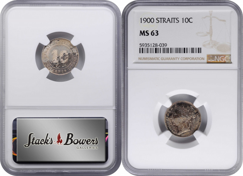 STRAITS SETTLEMENTS. 10 Cents, 1900. London Mint. Victoria. NGC MS-63.

KM-11....