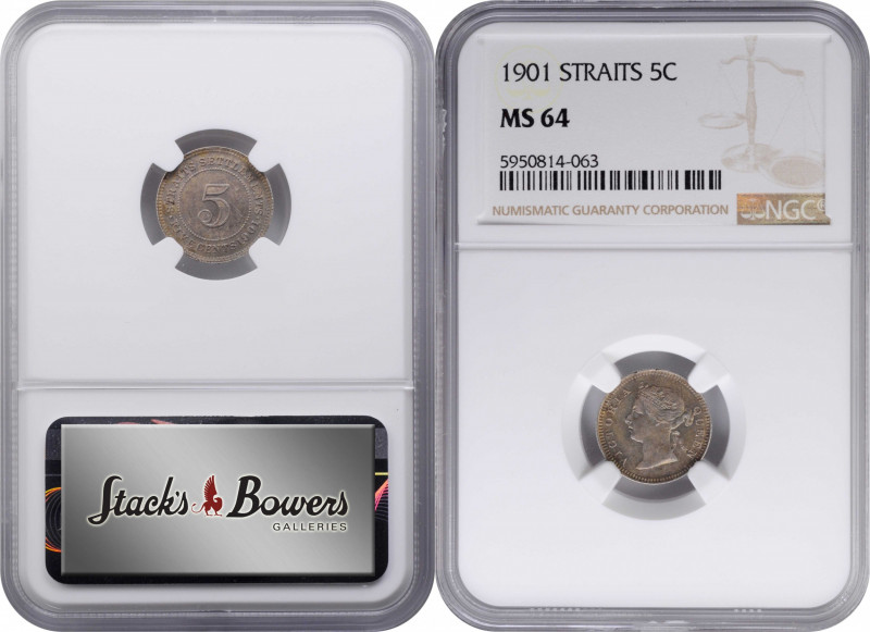 STRAITS SETTLEMENTS. 5 Cents, 1901. London Mint. Victoria. NGC MS-64.

KM-10. ...