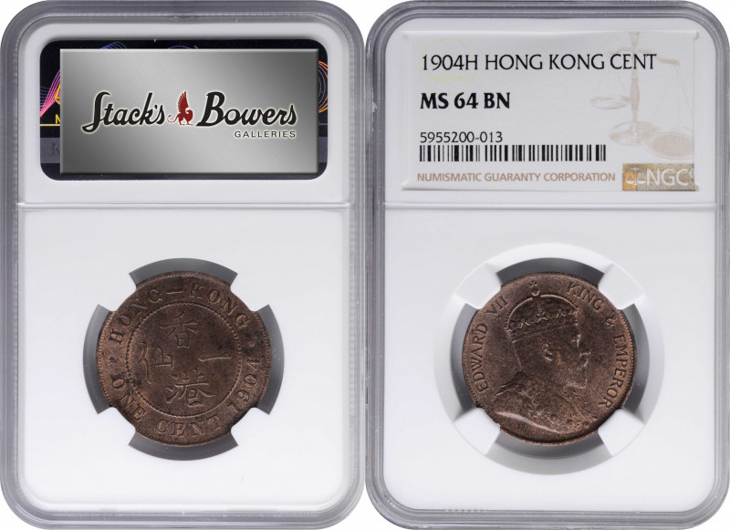 HONG KONG. Cent, 1904-H. Heaton Mint. Edward VII. NGC MS-64 Brown.

KM-11. Off...