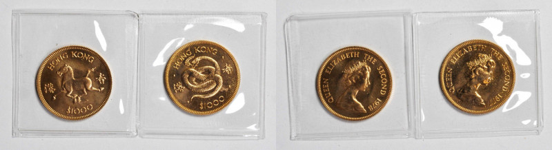 (t) HONG KONG. Duo of Gold Year of Commemorative 1000 Dollars (2 Pieces), 1977-7...