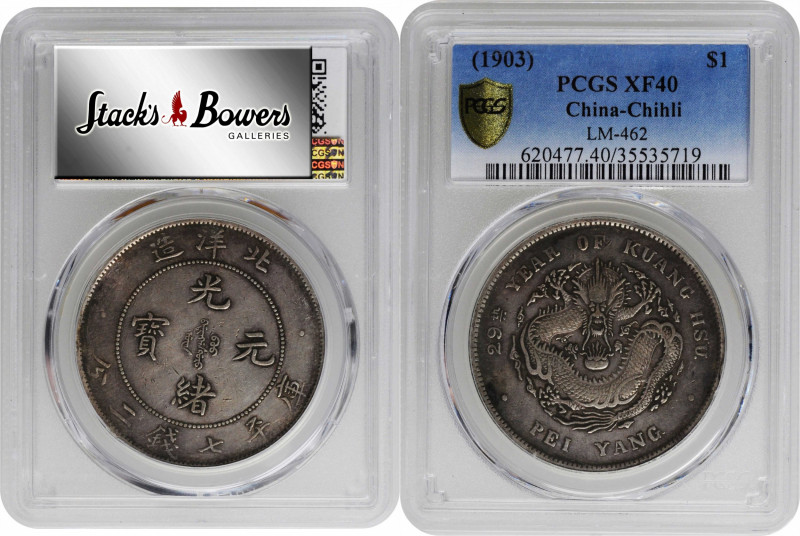 (t) CHINA. Chihli (Pei Yang). 7 Mace 2 Candareens (Dollar), Year 29 (1903). Tien...