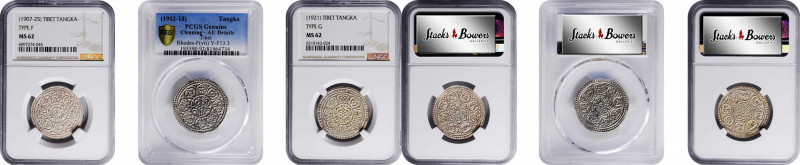 (t) CHINA. Tibet. Trio of Tangkas (3 Pieces), ND (1912-22). All NGC or PCGS Cert...