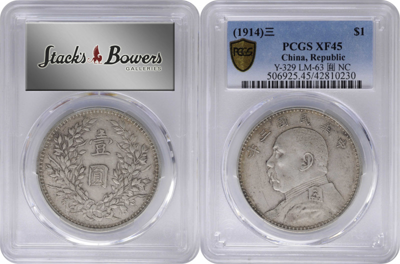 CHINA. Dollar, Year 3 (1914). PCGS EF-45.

L&M-63; K-646; KM-Y-329; WS-0174-1....