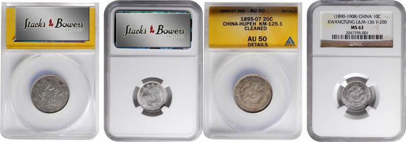 (t) CHINA. Duo of Silver Minors (2 Pieces), 1890-1908. Both NGC or ANACS Certifi...