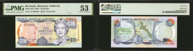 BERMUDA. Bermuda Monetary Authority. 10 Dollars, 2007. P-52b. PMG About Uncirculated 53.

Estimate: $300 - $500