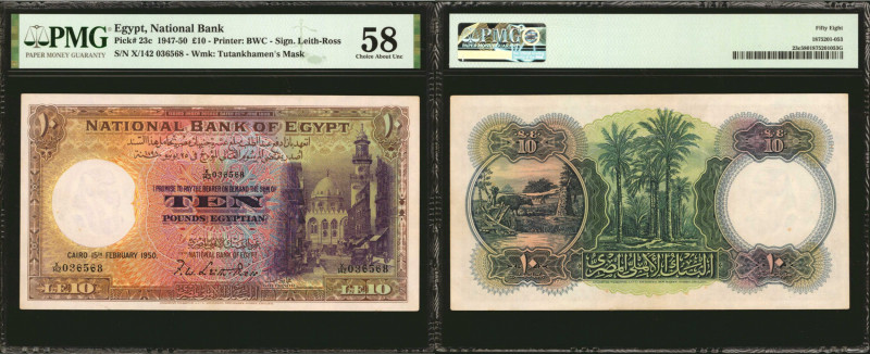 EGYPT. National Bank of Egypt. 10 Pounds, 1947-50. P-23c. PMG Choice About Uncir...