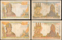FRENCH INDO-CHINA. Lot of (2). Banque de L'Indo-Chine. 5 Piastres, 1949. P-55c & 55d. Very Fine.

An internal tear is noticed, along with a foreign ...