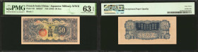 (t) FRENCH INDO-CHINA. Japanese Military WWII. 50 Sen, ND (1940). P-M1. PMG Choice Uncirculated 63 EPQ.

Block 1. An issued example of this Japanese...