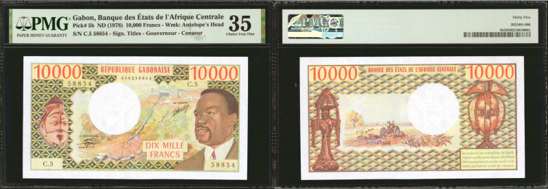 GABON. Banque Des Etats De L'Afrique Centrale. 10,000 Francs, ND (1978). P-5b. P...