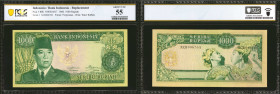 INDONESIA. Bank Indonesia. 1000 Rupiah, 1960. P-88b. Replacement. PCGS Banknote About Uncirculated 55.

Estimate: $90 - $150
