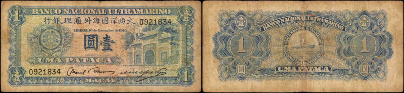 MACAU. Banco Nacional Ultramarino. 1 Pataca, 1945. P-28. Fine.

M. Rod. signat...