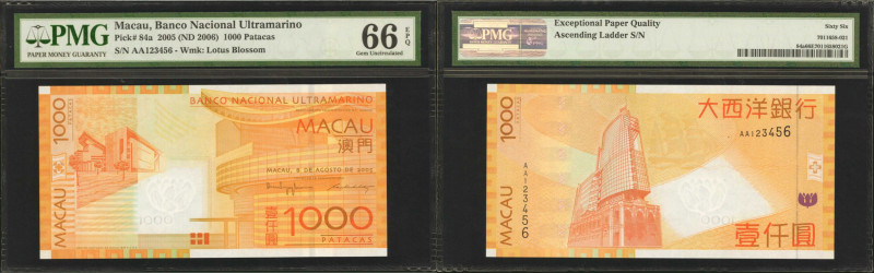 MACAU. Lot of (5). Banco Nacional Ultramarino. 10, 20, 100, 500 & 1000 Patacas, ...