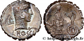 ROSCIA
Type : Denier serratus 
Date : 64 AC. 
Mint name / Town : Rome 
Metal : silver 
Millesimal fineness : 950  ‰
Diameter : 17,5  mm
Orientation di...