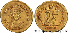 HONORIUS
Type : Solidus 
Date : 397-402 
Mint name / Town : Constantinople 
Metal : gold 
Diameter : 21  mm
Orientation dies : 5  h.
Weight : 4,39  g....