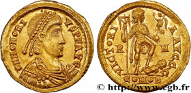 HONORIUS
Type : Solidus 
Date : 402-408 
Mint name / Town : Rome 
Metal : gold 
Diameter : 21  mm
Orientation dies : 12  h.
Weight : 4,49  g.
Obverse ...