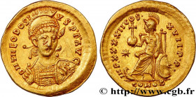THEODOSIUS II
Type : Solidus 
Date : 441-450 
Mint name / Town : Constantinople ou atelier de campagne en Thrace 
Metal : gold 
Diameter : 20  mm
Orie...