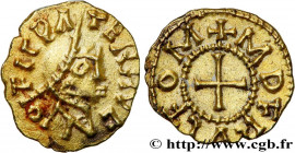 PERNAY - INDRE-ET-LOIRE
Type : Triens, monétaire Maderulfus 
Date : (VIIe siècle) 
Mint name / Town : Pernay (37) 
Metal : gold 
Diameter : 14  mm
Ori...