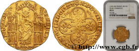CHARLES IV "THE FAIR"
Type : Royal d'or 
Date : 16/02/1326 
Metal : gold 
Millesimal fineness : 1000  ‰
Diameter : 25  mm
Orientation dies : 5  h.
Wei...