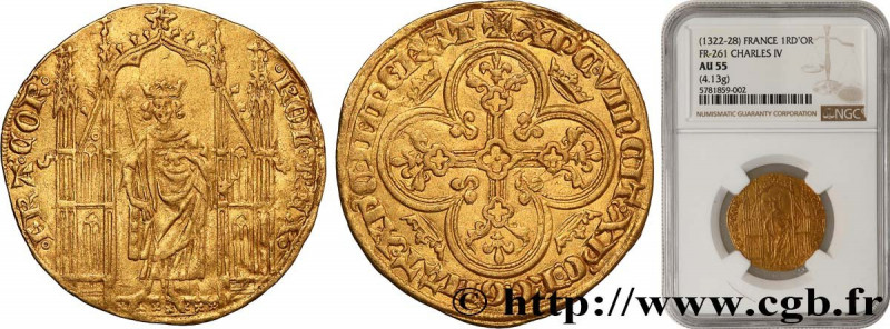 CHARLES IV "THE FAIR"
Type : Royal d'or 
Date : 16/02/1326 
Metal : gold 
Milles...