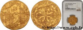 CHARLES IV "THE FAIR"
Type : Royal d'or 
Date : 16/02/1326 
Metal : gold 
Millesimal fineness : 1000  ‰
Diameter : 26  mm
Orientation dies : 2  h.
Wei...
