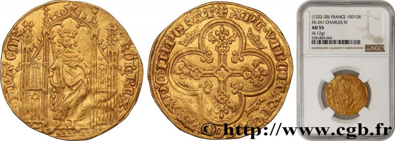 CHARLES IV "THE FAIR"
Type : Royal d'or 
Date : 16/02/1326 
Metal : gold 
Milles...