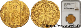 PHILIP VI OF VALOIS
Type : Royal d'or 
Date : 02/05/1328 
Date : n.d. 
Metal : gold 
Millesimal fineness : 1000  ‰
Diameter : 25,5  mm
Orientation die...